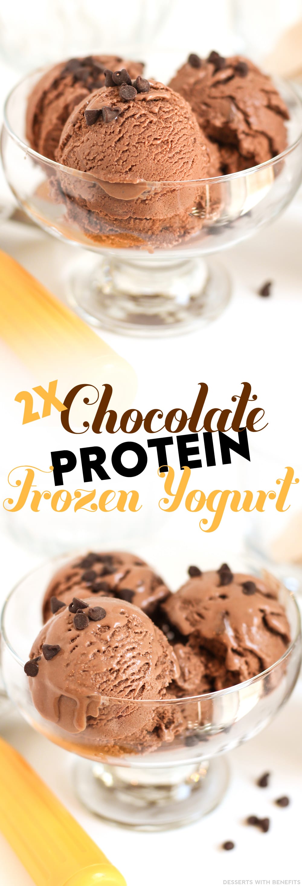 Healthy Double Chocolate Protein Frozen Yogurt (sugar free, low fat, high protein, high fiber, gluten free) - Healthy Dessert Recipes at Desserts with Benefits