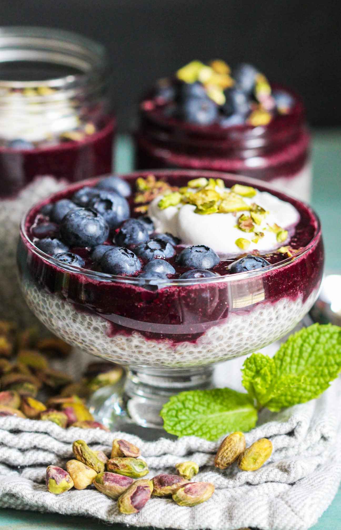 Healthy Blueberry Lemon Rosewater Chia Seed Pudding (refined sugar free, low fat, low calorie, high fiber, gluten free, dairy free, vegan) - Healthy Dessert Recipes at Desserts with Benefits