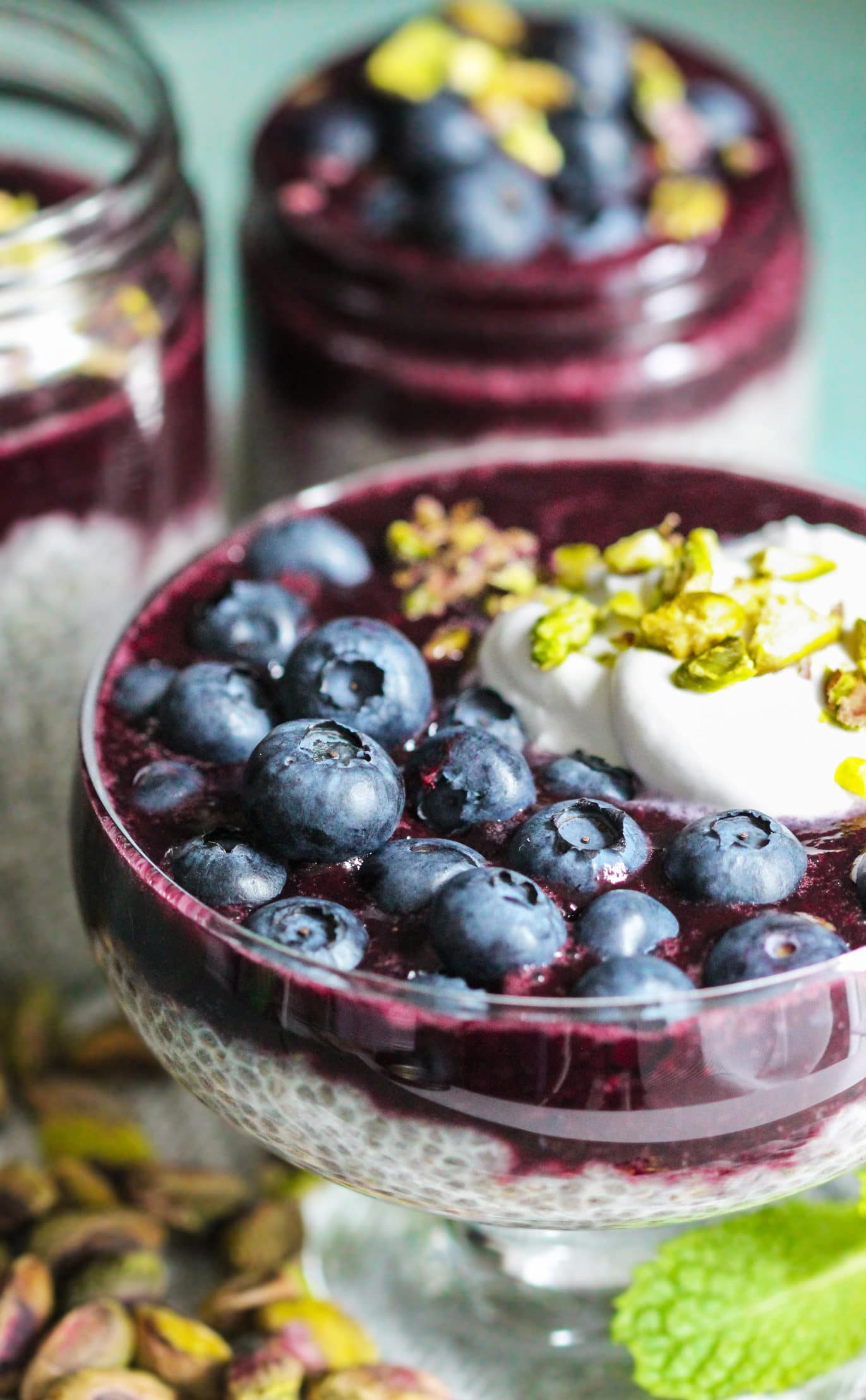 Healthy Blueberry Lemon Rosewater Chia Seed Pudding (refined sugar free, low fat, low calorie, high fiber, gluten free, dairy free, vegan) - Healthy Dessert Recipes at Desserts with Benefits