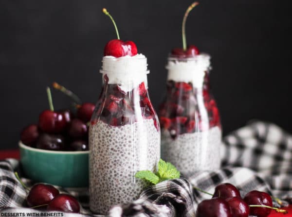 Vegan Cherry Vanilla Chia Seed Pudding Raw Paleo Sugar Free