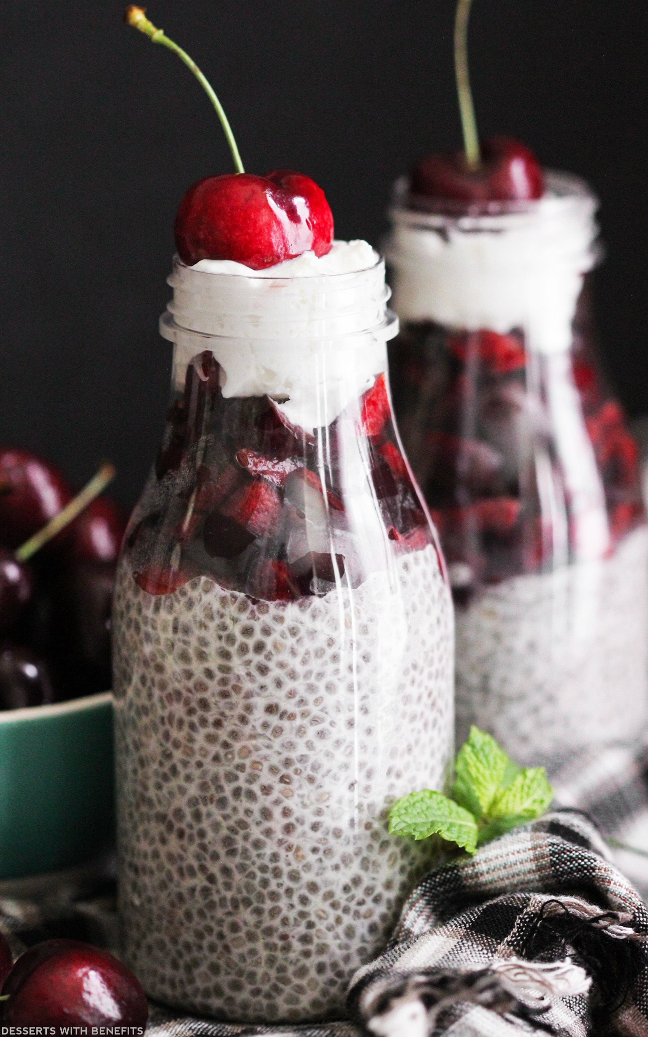 Healthy Cherry Vanilla Chia Seed Pudding (refined sugar free, high fiber, gluten free, dairy free, vegan) - Healthy Dessert Recipes at Desserts with Benefits