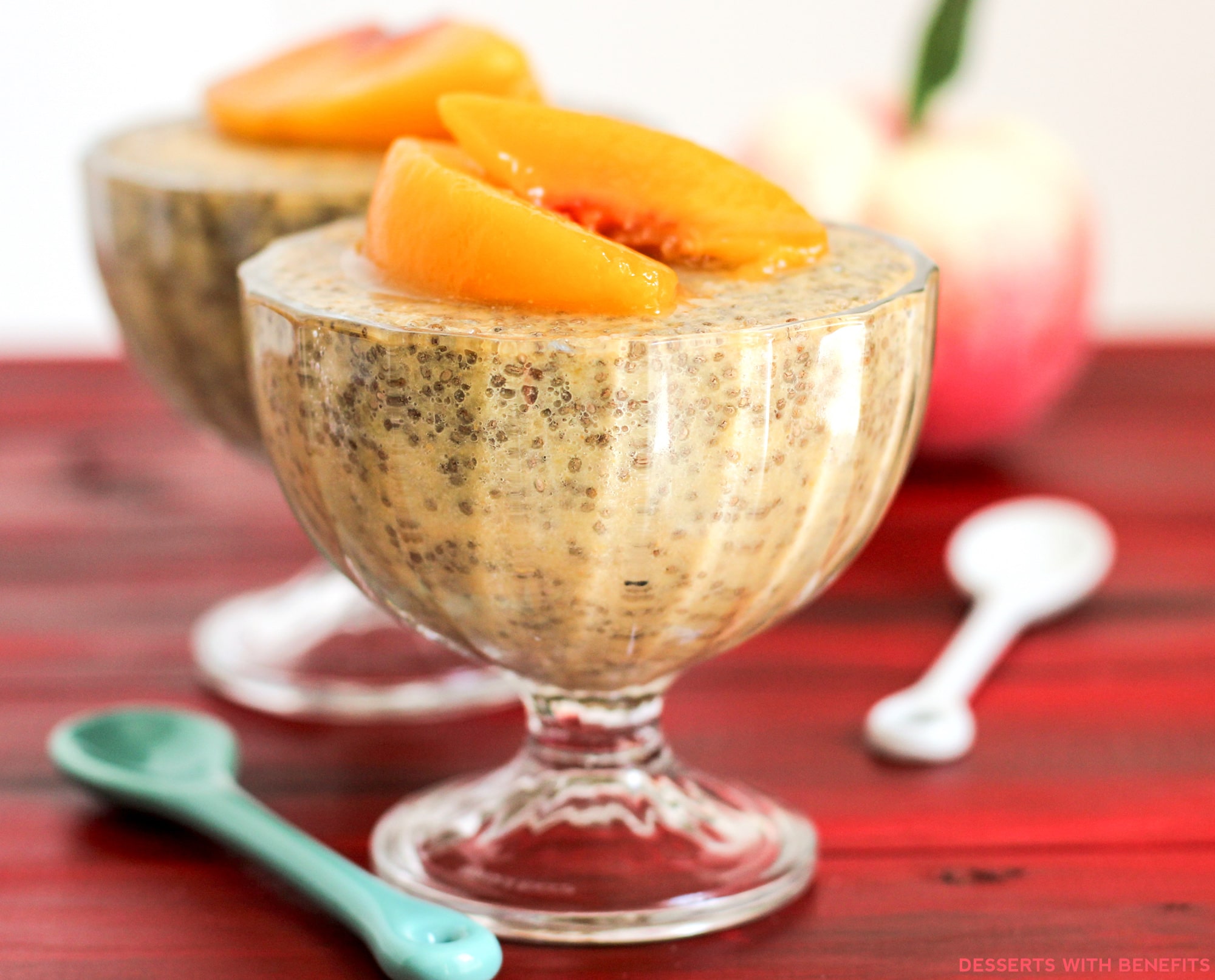 Healthy Ginger Peach Chia Seed Pudding Recipe | Low Fat, Vegan, Raw