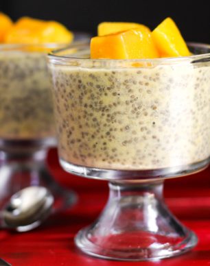 Healthy Mango Cardamom Chia Seed Pudding (refined sugar free, low fat, low calorie, high fiber, gluten free, dairy free, vegan) - Healthy Dessert Recipes at Desserts with Benefits