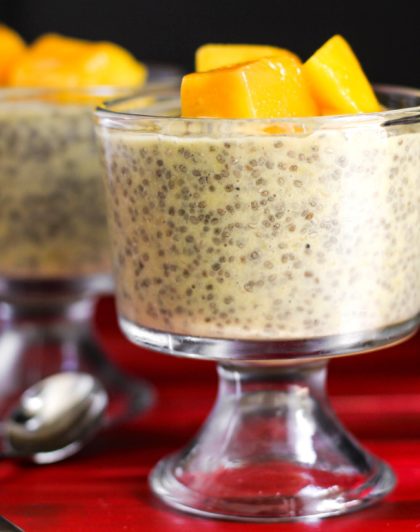 Healthy Mango Cardamom Chia Seed Pudding Recipe | Vegan, Low Fat