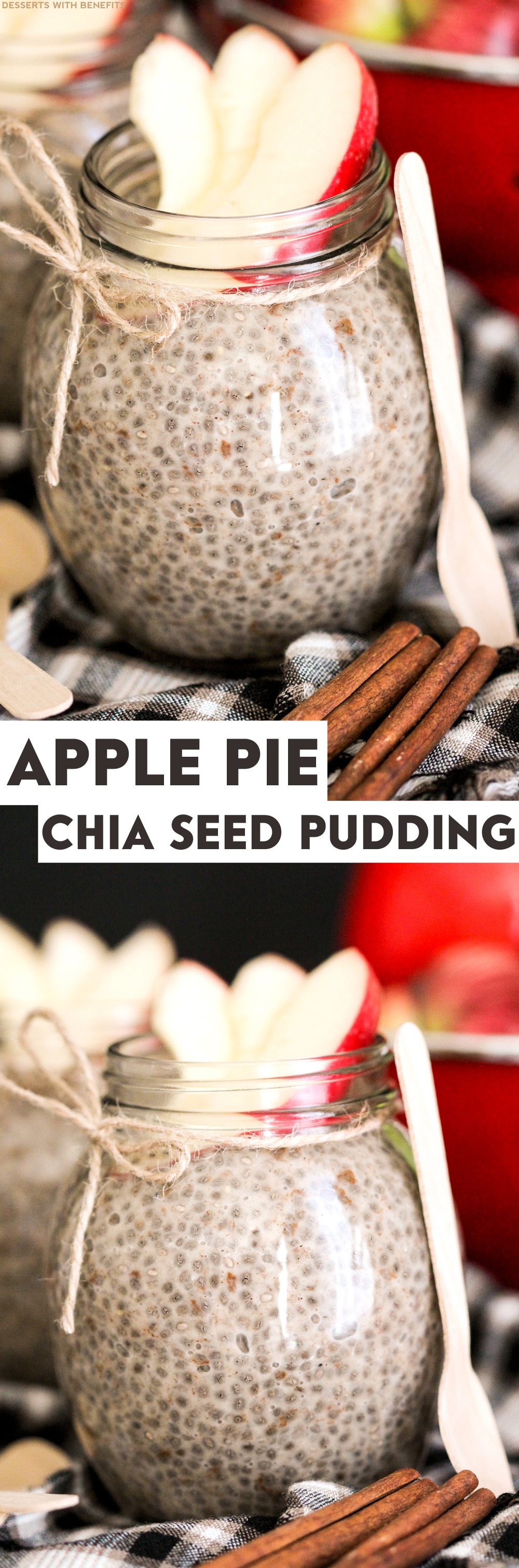 Healthy Apple Pie Chia Seed Pudding (refined sugar free, low fat, low calorie, high fiber, gluten free, dairy free, vegan) - Healthy Dessert Recipes at Desserts with Benefits