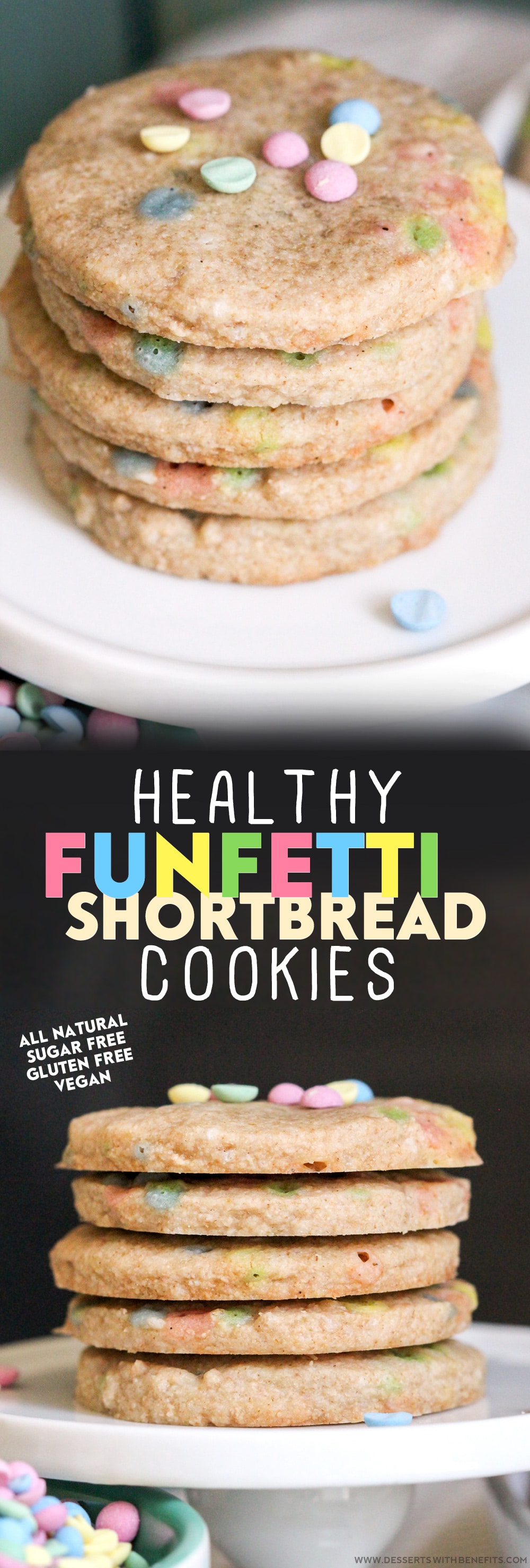 Healthy Funfetti Shortbread Cookies recipe (sugar free, gluten free, dairy free, vegan) - Healthy Dessert Recipes at Desserts with Benefits