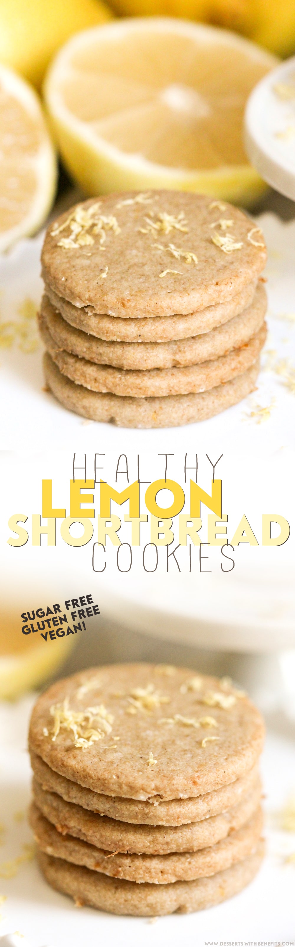 Healthy Lemon Shortbread Cookies recipe (refined sugar free, gluten free, dairy free, vegan) - Healthy Dessert Recipes at Desserts with Benefits