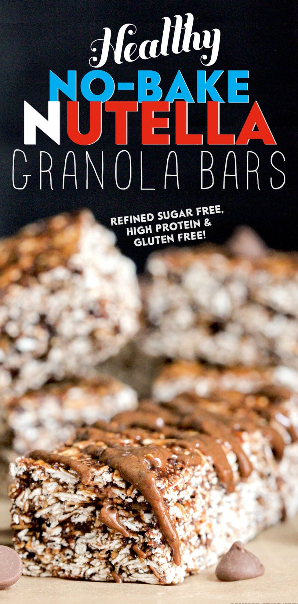 Healthy No-Bake Nutella Granola Bars (refined sugar free, high protein, high fiber, gluten free) - Healthy Dessert Recipes at Desserts with Benefits