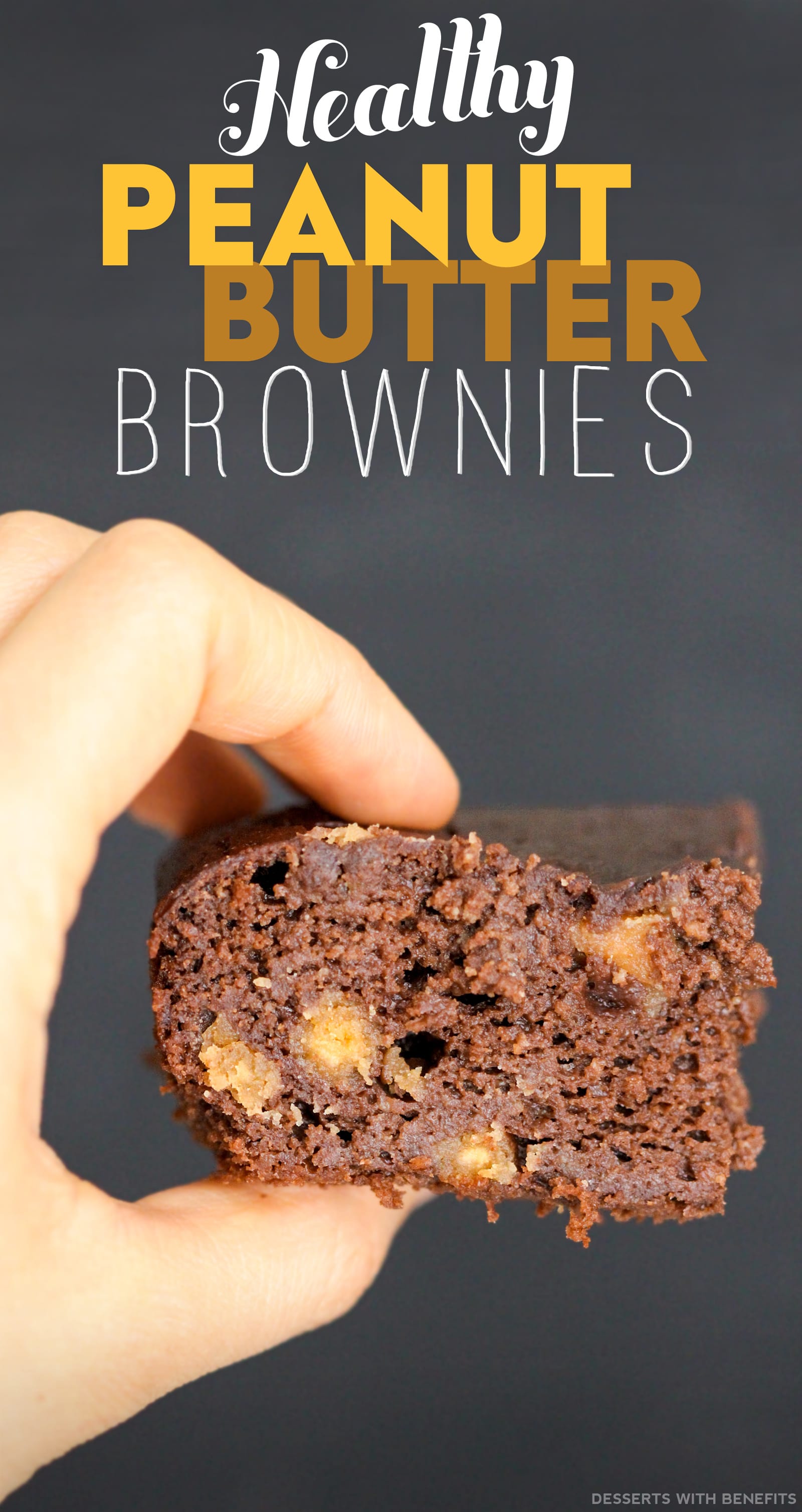 Healthy Peanut Butter Brownies with Homemade Peanut Butter Chips (refined sugar free, low carb, high protein, high fiber, gluten free) - Healthy Dessert Recipes at Desserts with Benefits