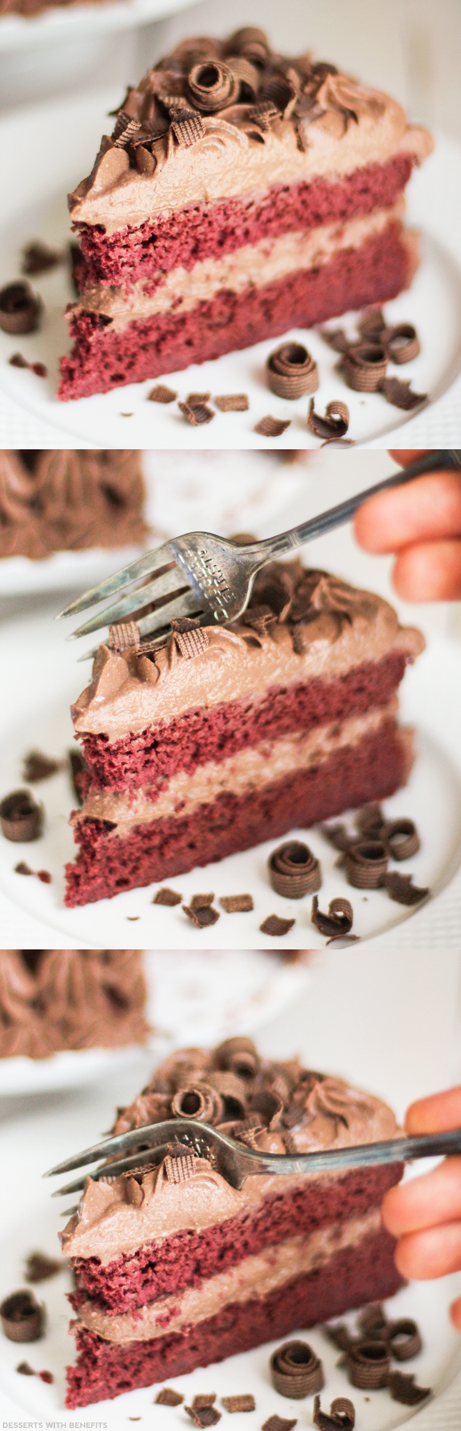 Healthy Vegan Red Velvet Cake with Chocolate Mousse Frosting (all natural, low sugar, high protein, high fiber, gluten free, dairy free) - Healthy Dessert Recipes at Desserts with Benefits