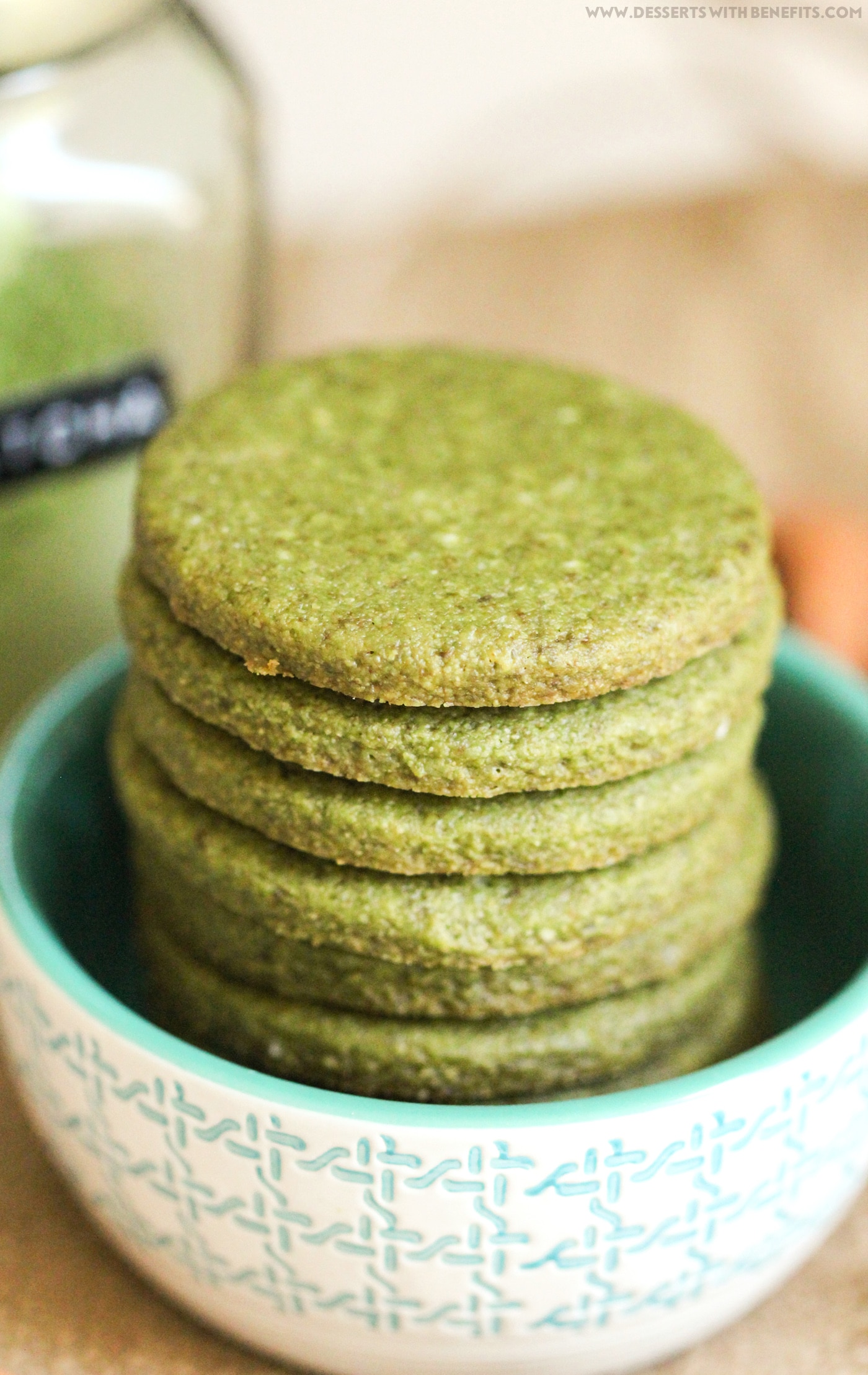 Healthy Matcha Green Tea Almond Shortbread Cookies recipe (refined sugar free, gluten free, dairy free, vegan) - Healthy Dessert Recipes at Desserts with Benefits