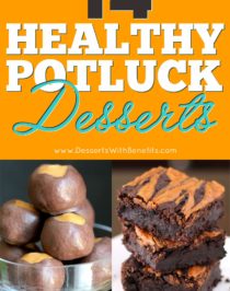 Potlucks don't have to be unhealthy when you've got these 14 tasty and healthy potluck dessert recipes! They're perfect for all types of get togethers, potlucks, and parties, and they’re guaranteed to please a crowd -- Healthy Dessert Recipes at Desserts with Benefits