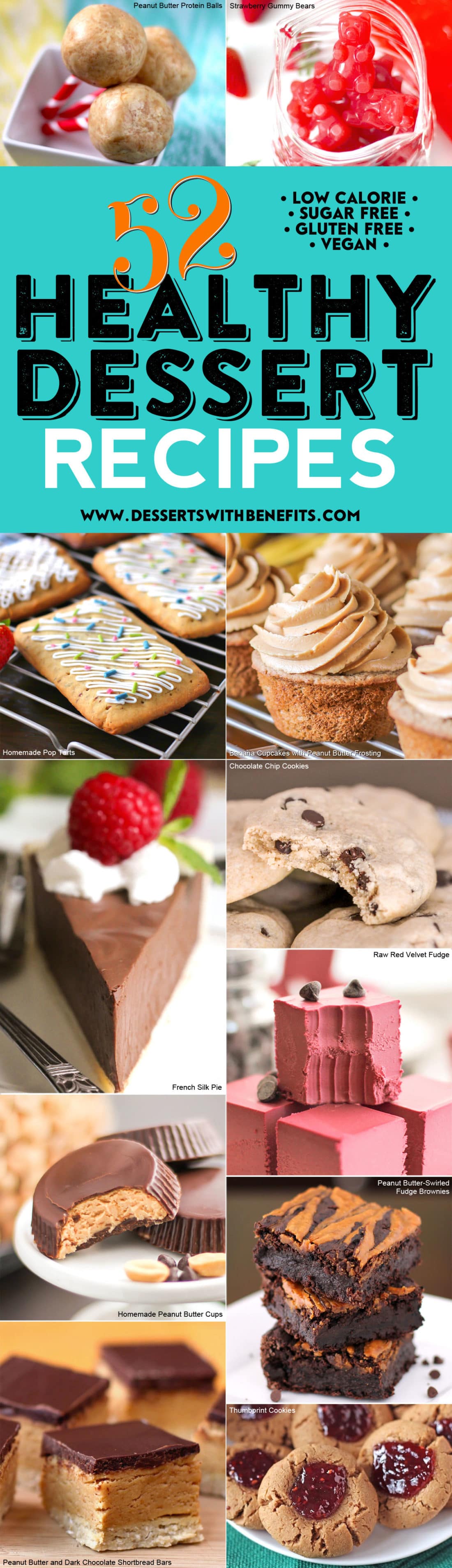 The best, most popular, and healthiest dessert recipes from the Desserts With Benefits Blog! These 52 healthy dessert recipes will keep you healthy and happy (not hangry) all year long - Healthy Dessert Recipes at Desserts with Benefits