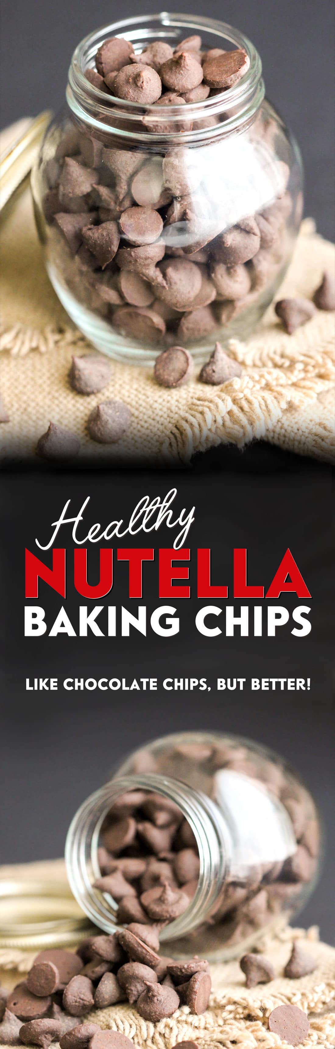 These Healthy Nutella Baking Chips are like chocolate chips but BETTER! They're like chocolate chips on crack. The chocolate and Nutella combine to make the most decadent and satisfying chocolate-hazelnut chips one can wish for! Healthy Dessert Recipes at Desserts with Benefits