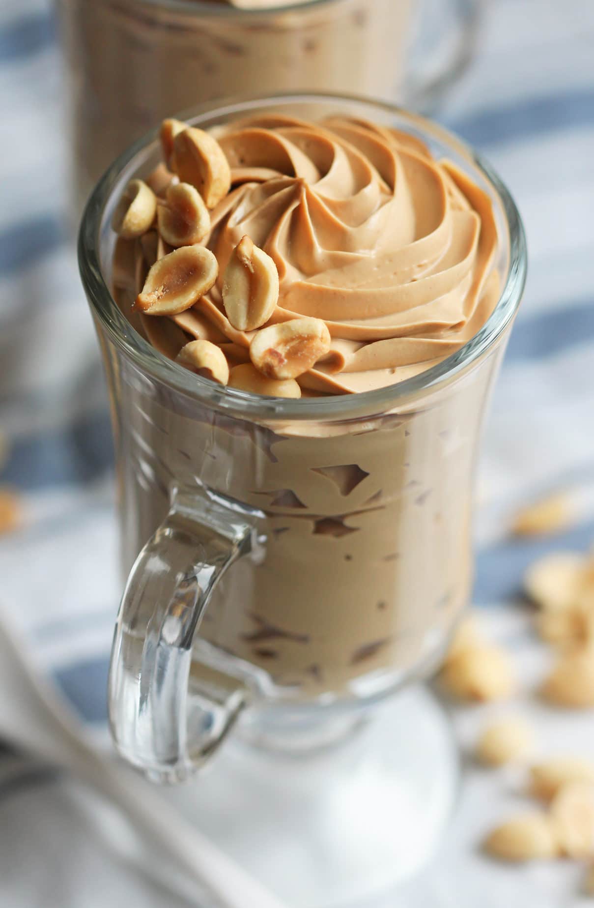 This rich and decadent Healthy Peanut Butter Mousse recipe is secretly guilt free, sugar free, low carb, high protein, gluten free, dairy free, AND vegan! -- Healthy Dessert Recipes at Desserts with Benefits