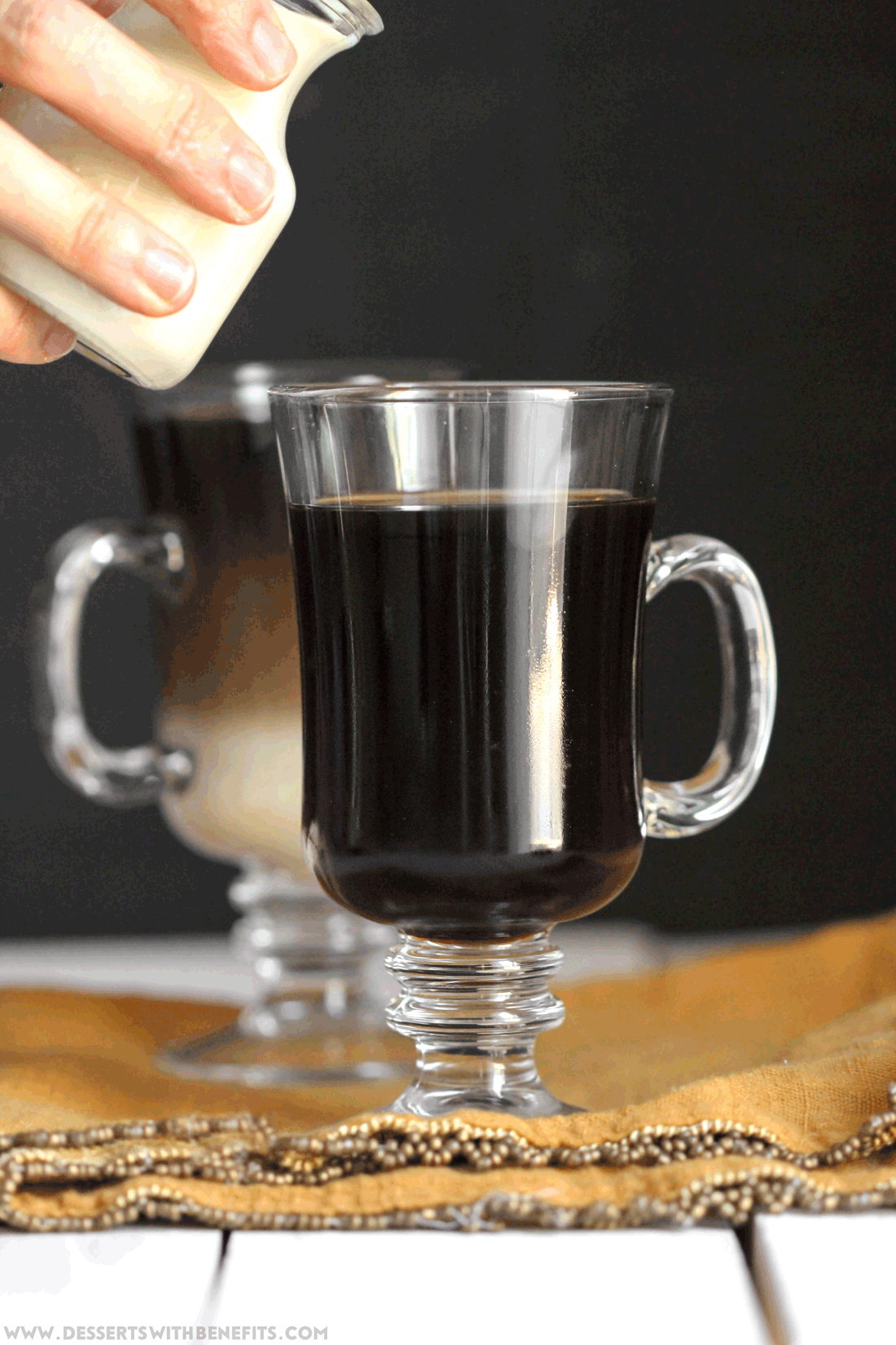 Get your caffeine fix with this sweet and creamy, Healthy Vietnamese Iced Coffee recipe made refined sugar free, fat free, high protein, and gluten free! No need for the sugary condensed milk calorie-bomb when you've got THIS magic in a cup! Healthy Dessert Recipes at Desserts with Benefits