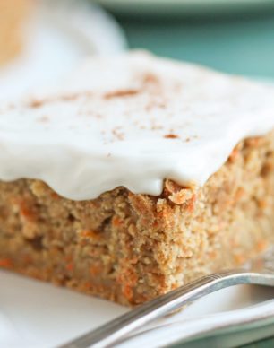 These Healthy Carrot Cake Blondies are sweet, dense, chewy, and PACKED with Carrot Cake flavor. Even with one cup of grated carrots, no one could detect any vegetables! And we definitely wouldn't have ever guessed it's sugar free, low fat, gluten free, and vegan. -- Healthy Dessert Recipes at the Desserts With Benefits Blog (www.DessertsWithBenefits.com)