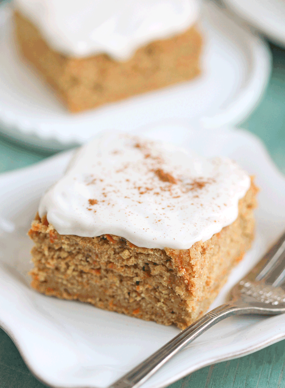 These Healthy Carrot Cake Blondies are sweet, dense, chewy, and PACKED with Carrot Cake flavor. Even with one cup of grated carrots, no one could detect any vegetables! And we definitely wouldn't have ever guessed it's sugar free, low fat, gluten free, and vegan. -- Healthy Dessert Recipes at the Desserts With Benefits Blog (www.DessertsWithBenefits.com)