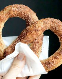 These Healthy Low Carb and Gluten Free Cinnamon Sugar Soft Pretzels are so fluffy and delicious, you'll never believe they're sugar free, low carb, high protein, and high fiber! -- Healthy Dessert Recipes with sugar free, low calorie, low fat, high protein, gluten free, dairy free, vegan, and raw options at the Desserts With Benefits Blog (www.DessertsWithBenefits.com)