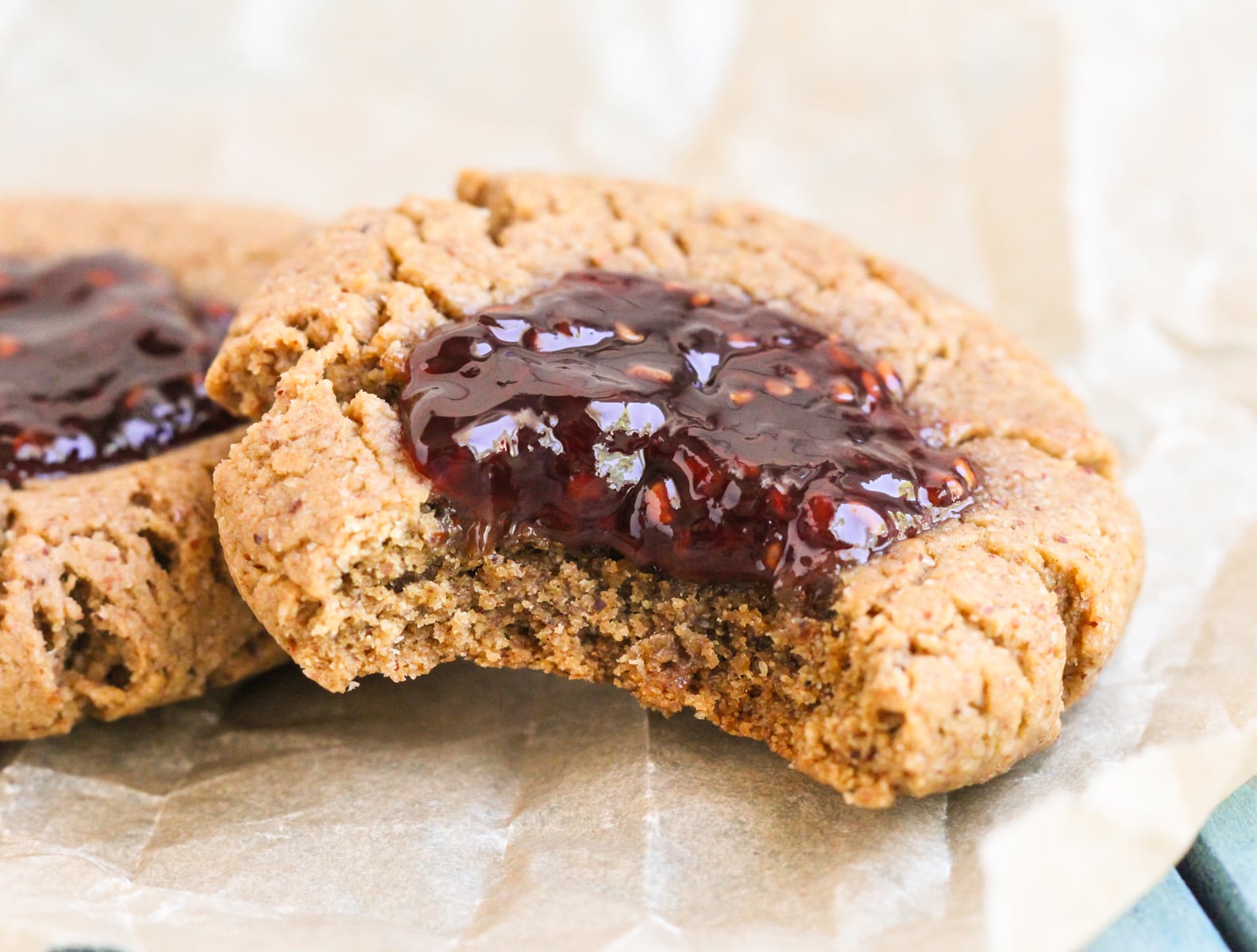 8-ingredient Chewy Thumbprint Cookies | gluten free, dairy free, vegan