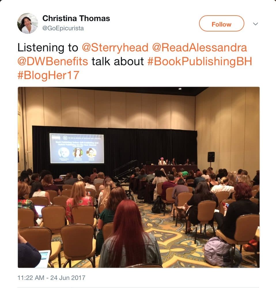 Jessica Stier of Desserts With Benefits speaking on book publishing at the BlogHer 2017 Conference