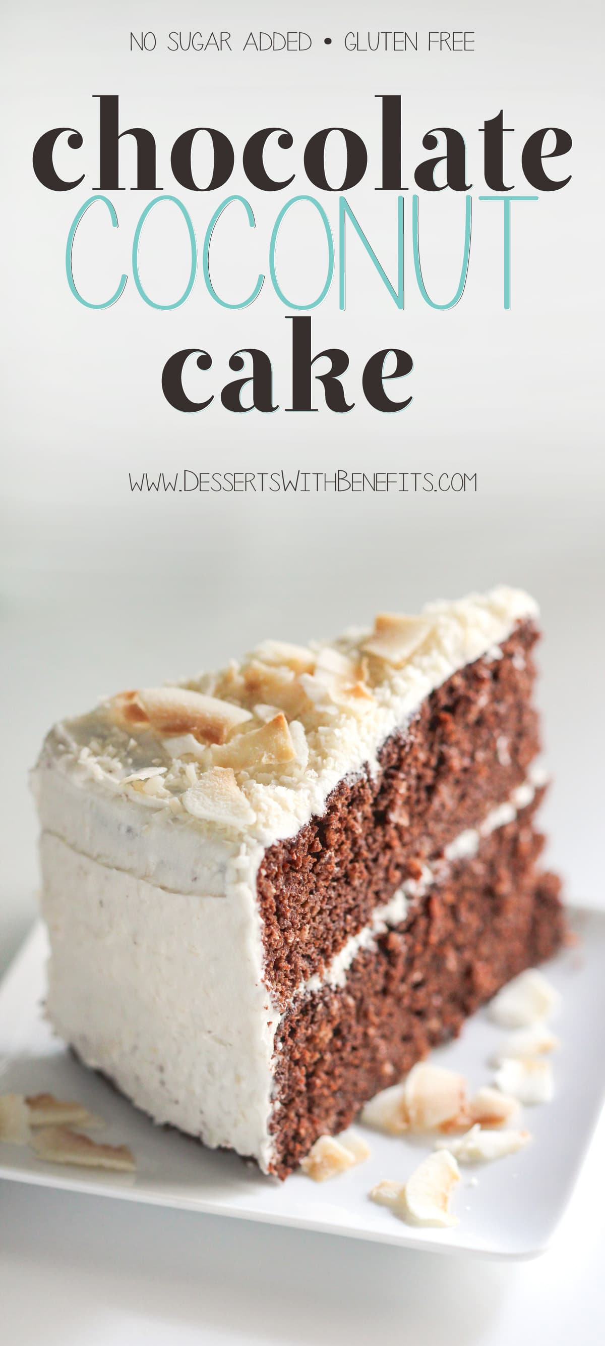This Healthy Chocolate Coconut Cake is super fluffy, supremely chocolatey, and speckled with shredded coconut throughout. It seriously doesn't taste like it's low in sugar, high in protein, or gluten free whatsoever! Healthy Dessert Recipes with sugar free, low calorie, low fat, low carb, high protein, gluten free, dairy free, vegan, and raw options at the Desserts With Benefits Blog (www.DessertsWithBenefits.com)