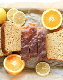 This Healthy Citrus Pound Cake is sweet, buttery, moist, and full of lemon and orange flavor. You'd never know it's made without the butter, refined sugar, and white flour. This cake is sugar free, high protein, and whole grain! Healthy Dessert Recipes with low calorie, low fat, low carb, high protein, gluten free, dairy free, vegan, and raw options at the Desserts With Benefits Blog (www.DessertsWithBenefits.com)