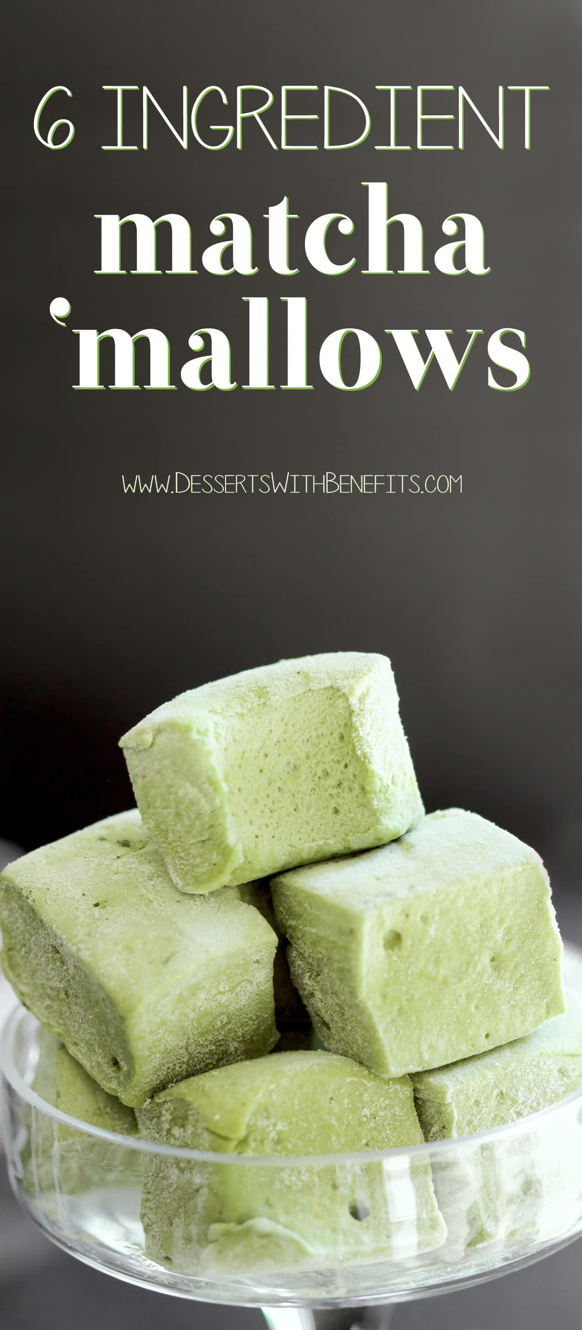 (How to Make Homemade Marshmallows) This recipe for super light and fluffy Healthy Matcha Green Tea Marshmallows is fun to make and has just 6 simple ingredients (with no high fructose corn syrup in sight)! Healthy Dessert Recipes with sugar free, low calorie, low fat, low carb, high protein, gluten free, dairy free, vegan, and raw options at the Desserts With Benefits Blog (www.DessertsWithBenefits.com)