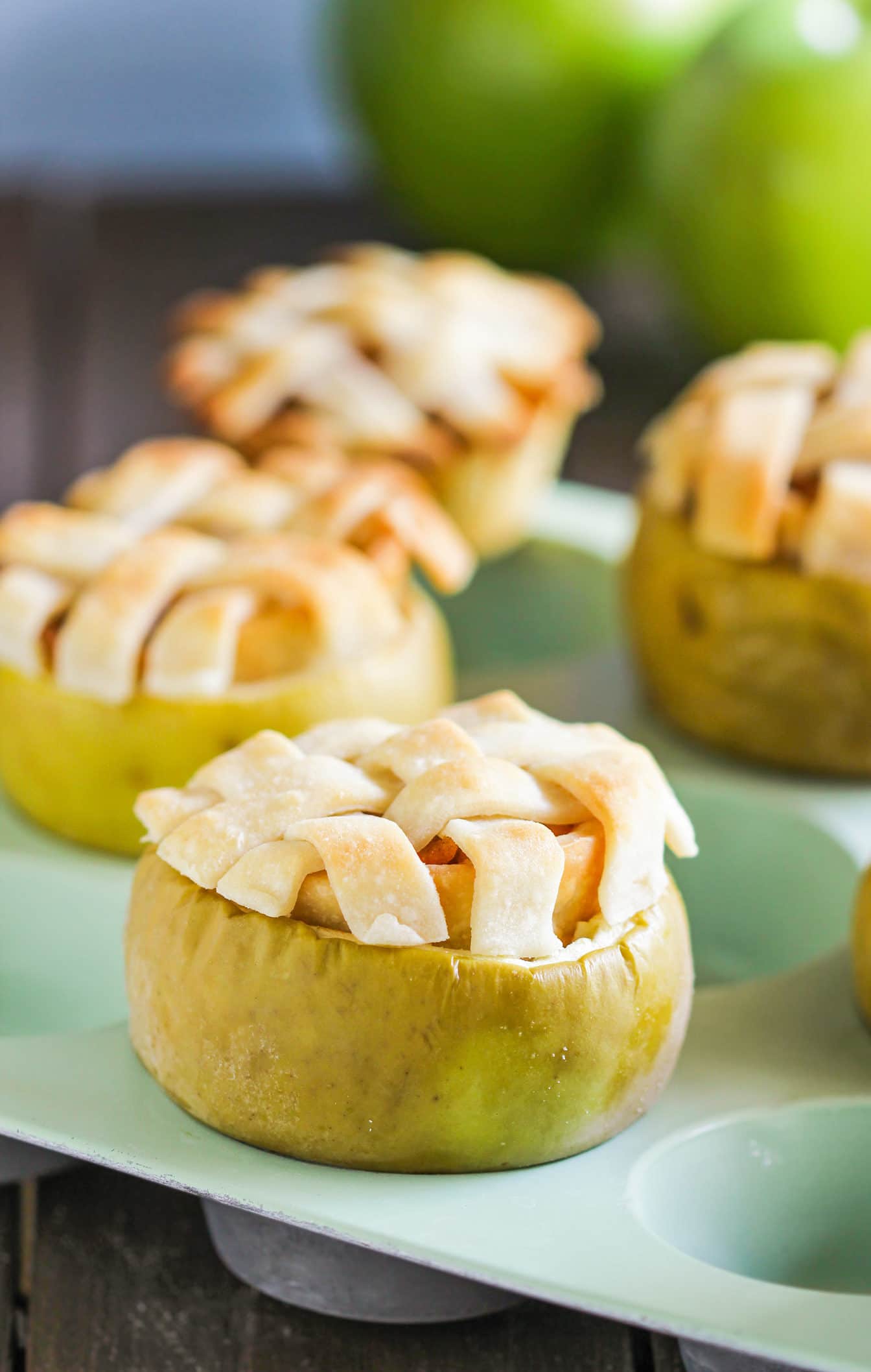 Healthy Apple Pies served IN THE APPLE! (low fat, low sugar, vegan)