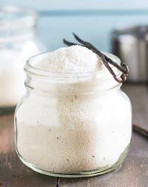 Vanilla Sugar is every baker’s SECRET WEAPON! But I’ll let you in on MY secret: this Healthy DIY Vanilla Sugar! It has far fewer calories and carbs than regular Vanilla Sugar for the same great taste. It’s sugar free, nearly calorie free, gluten free, and vegan too! Healthy Dessert Recipes with low calorie, low fat, low carb, high protein, and dairy free options at the Desserts With Benefits Blog (www.DessertsWithBenefits.com)