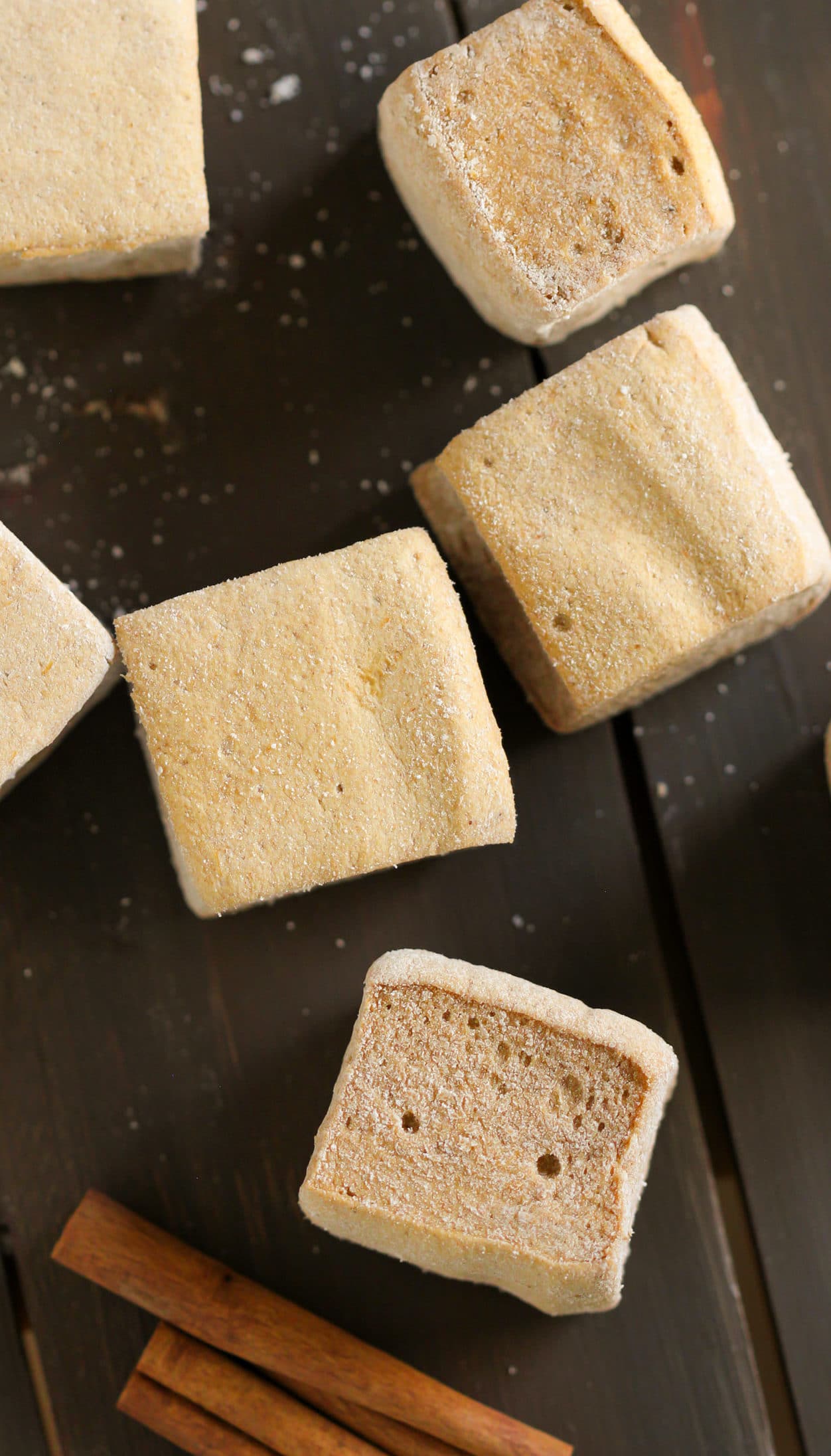 These Healthy Homemade Pumpkin Spice Marshmallows are the fluffiest, most flavorful, and FUN mallows I've ever made! Delicious and packed with spices, such as cinnamon, ginger, and nutmeg. You'll never believe these are refined sugar free, fat free, gluten free, and all natural! Healthy Dessert Recipes at the Desserts With Benefits Blog (www.DessertsWithBenefits.com)