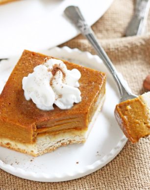 Healthy Pumpkin Pie Bars (lower calorie, lower fat, lower sugar)