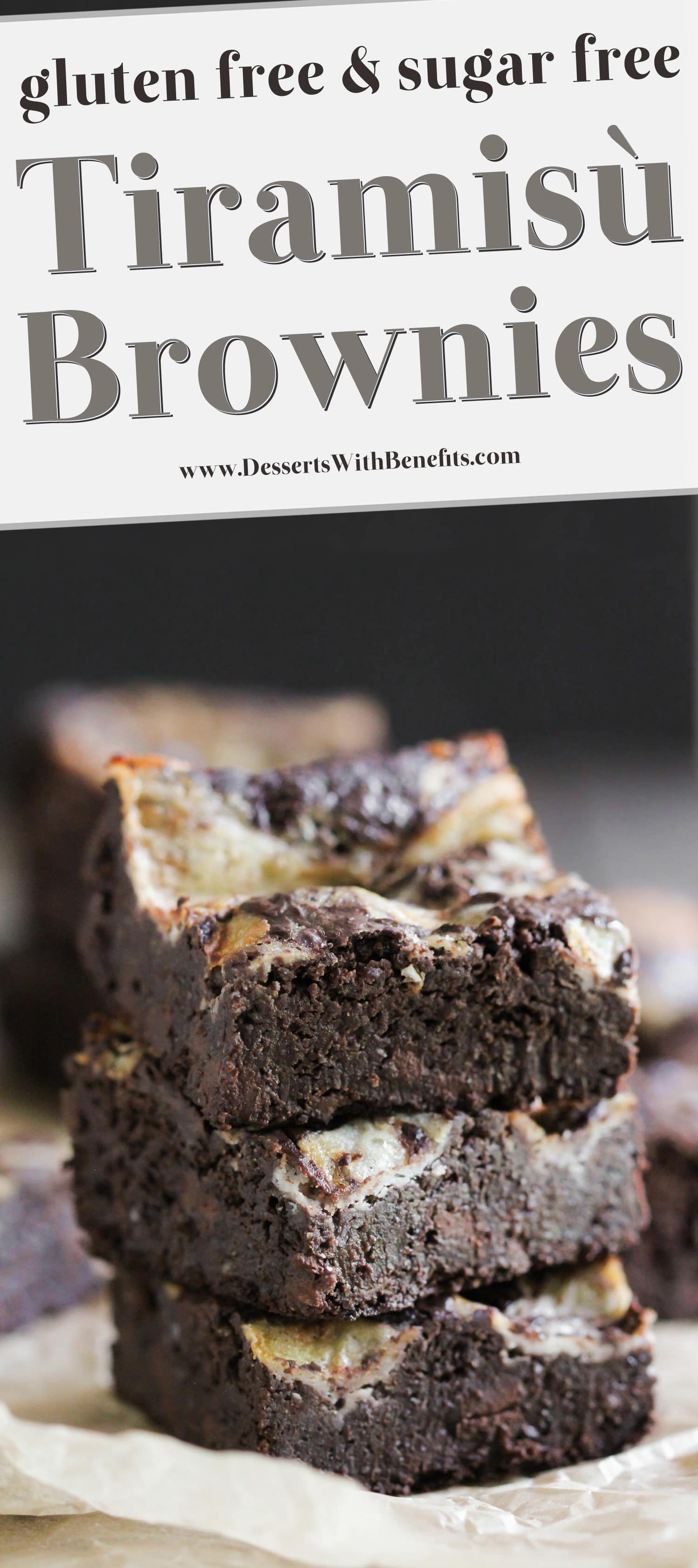 These Healthy Tiramisu Brownies are utterly LIFE-CHANGING. They’re decadent, uber fudgy, and topped with a rich mascarpone swirl. These brownies have got the important Tiramisu components: coffee, mascarpone, rum. One bite and you’d never believe these are sugar free, high fiber, high protein, and gluten free too! Healthy Dessert Recipes at the Desserts With Benefits Blog (www.DessertsWithBenefits.com)