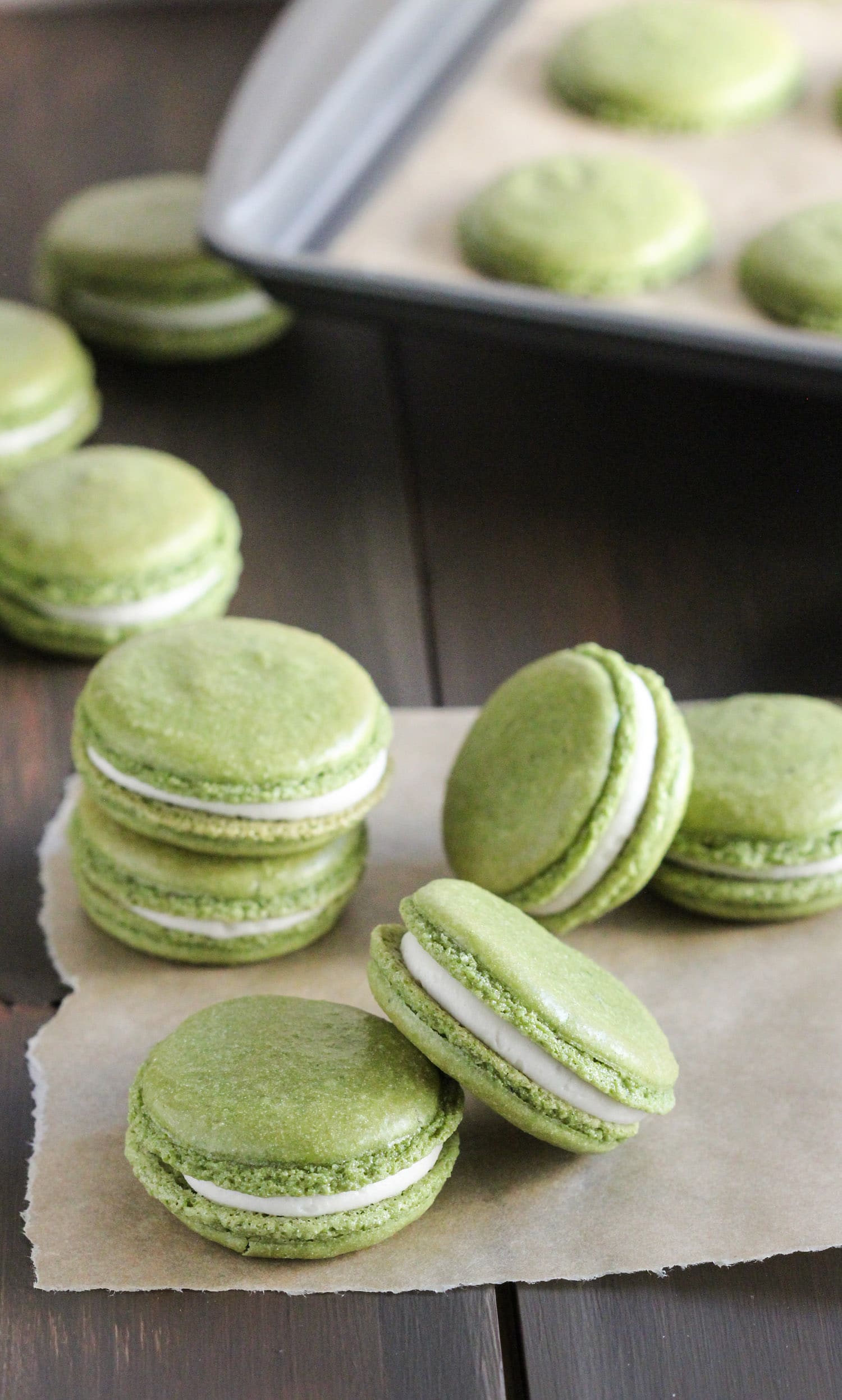 Healthy Matcha Green Tea French Macarons | Low Fat, Gluten Free