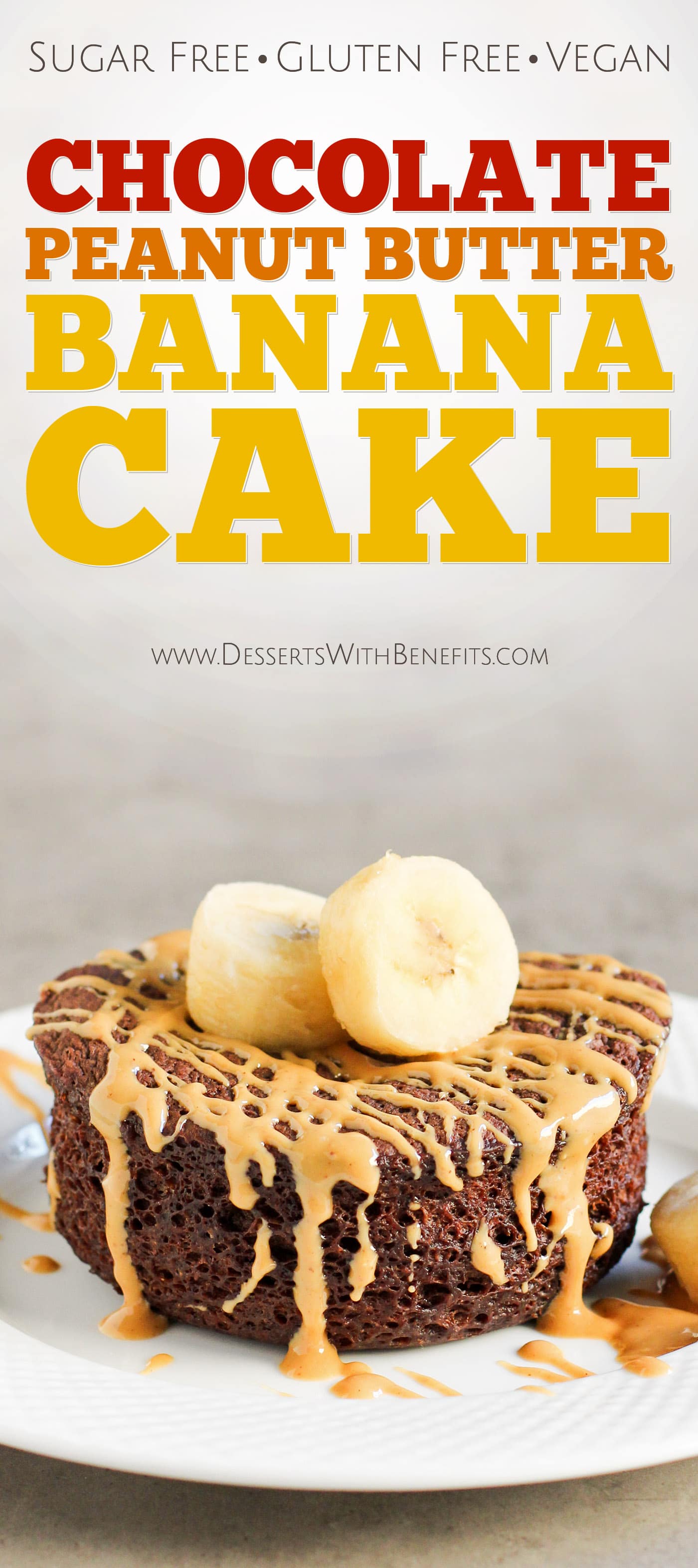 5-Minute Healthy Single-Serving Chocolate Peanut Butter Banana Microwave Cake (refined sugar free, high protein, high fiber, gluten free, vegan) -- Healthy Dessert Recipes at the Desserts With Benefits Blog