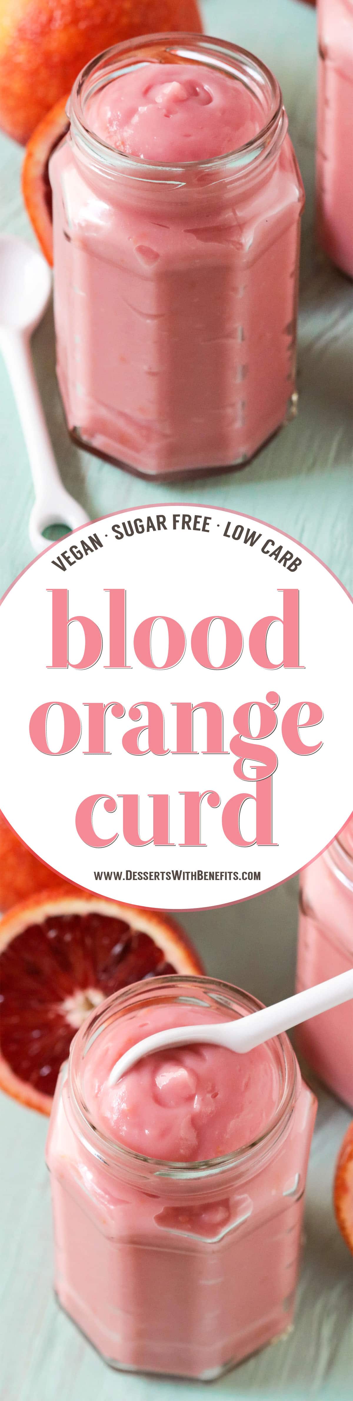 This Healthy Blood Orange Curd is ultra creamy, sweet, tart, and delicious.  You'd never know it's sugar free, low carb, low fat, gluten free, dairy free, and vegan!  Scoop it over yogurt, layer it in parfaits, spoon some over Vanilla Ice Cream, or dig in straight up with a spoon.