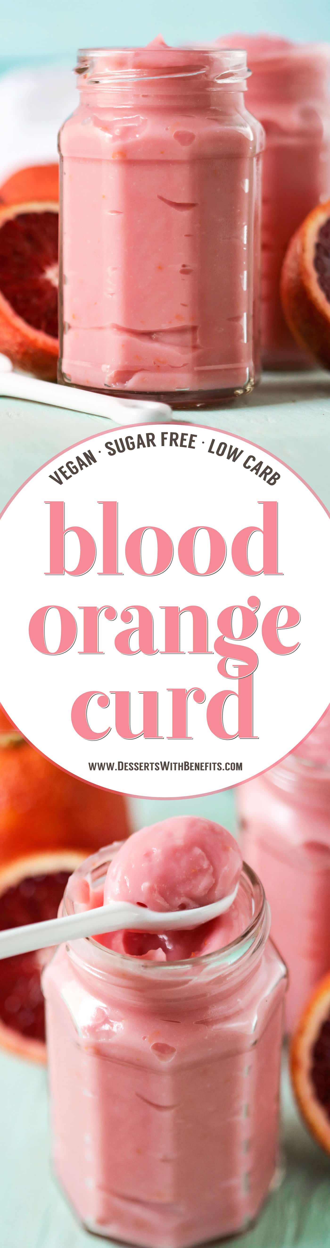 This Healthy Blood Orange Curd is ultra creamy, sweet, tart, and delicious.  You'd never know it's sugar free, low carb, low fat, gluten free, dairy free, and vegan!  Scoop it over yogurt, layer it in parfaits, spoon some over Vanilla Ice Cream, or dig in straight up with a spoon.