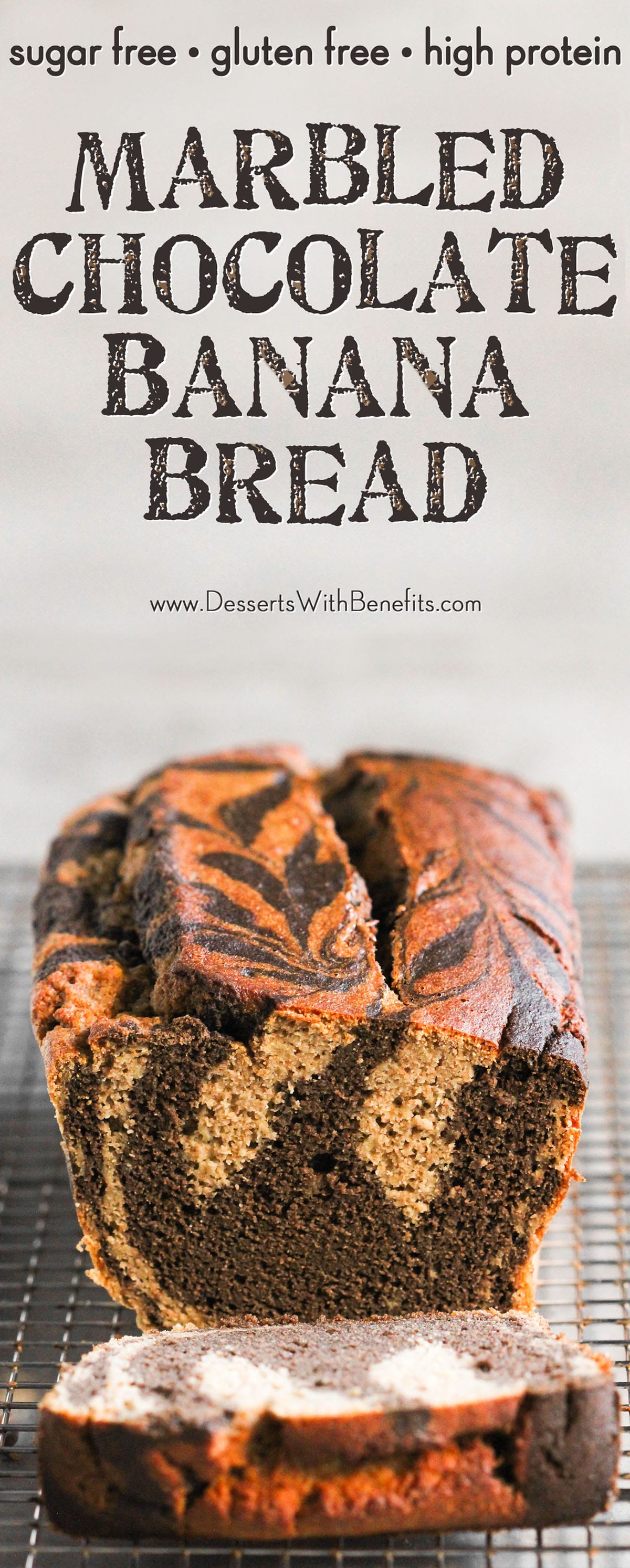 (How to make Marble Bread) This Marbled Chocolate Banana Bread is so moist, fluffy, springy, and sweet! It doesn't taste healthy, sugar free, gluten free, dairy free, high protein, or whole grain ONE BIT. It tastes like it's from a bakery!