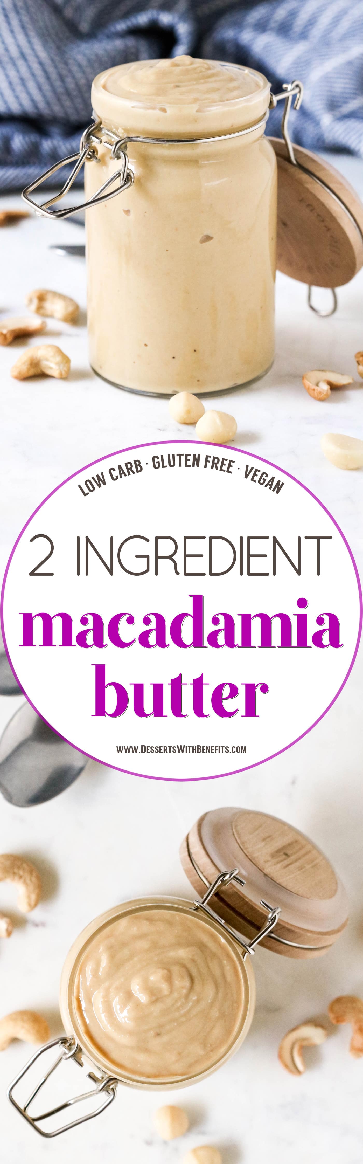 You can make Macadamia Butter AT HOME in as little as 3 minutes! It's so rich, buttery, smooth, and creamy, you'll wonder why it's not as popular as peanut butter and almond butter. You're 3 minutes away from the silkiest, drippiest, most flavorful Homemade Macadamia Butter in all the land (all natural, sugar free, low carb, gluten free, vegan)