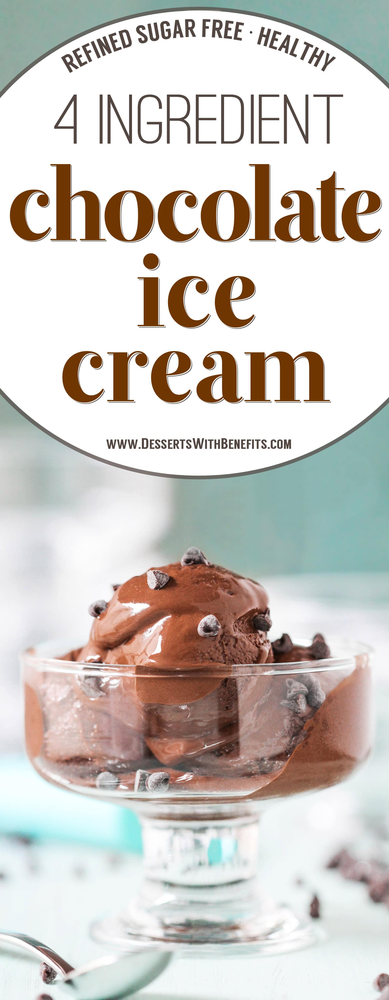 This 4-ingredient No-Churn Chocolate Fudge Ice Cream is ultra creamy, incredibly rich, and perfectly sweet. Made in a blender too, so no ice cream maker required! It's refined sugar free, packed with protein, fiber, and healthy fats. This is ice cream at its best without the sugar, heavy cream, and eggs!