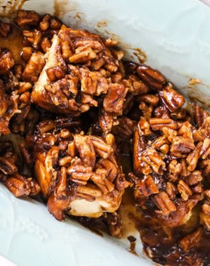 You'll wow everyone with these Sticky Buns! They're soft, fluffy, sweet, perfectly spiced with cinnamon, and topped with caramel-pecan goodness. No one will believe these are dairy free, vegan, and low in sugar.