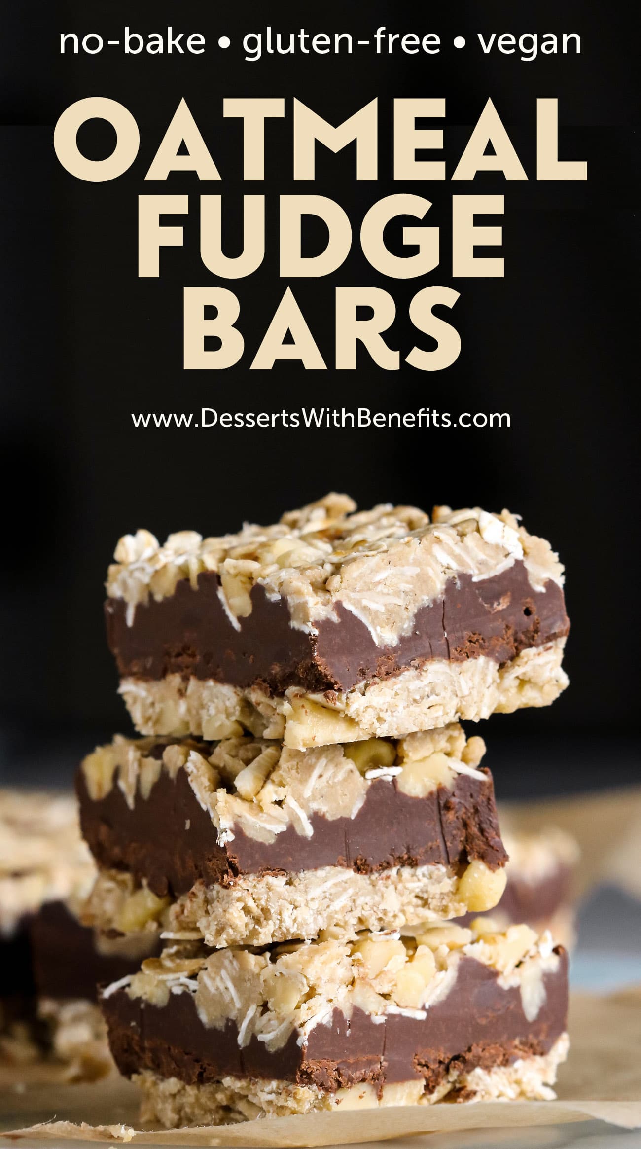 Easy No-Bake Oatmeal Fudge Bars (gluten free, vegan, healthy)