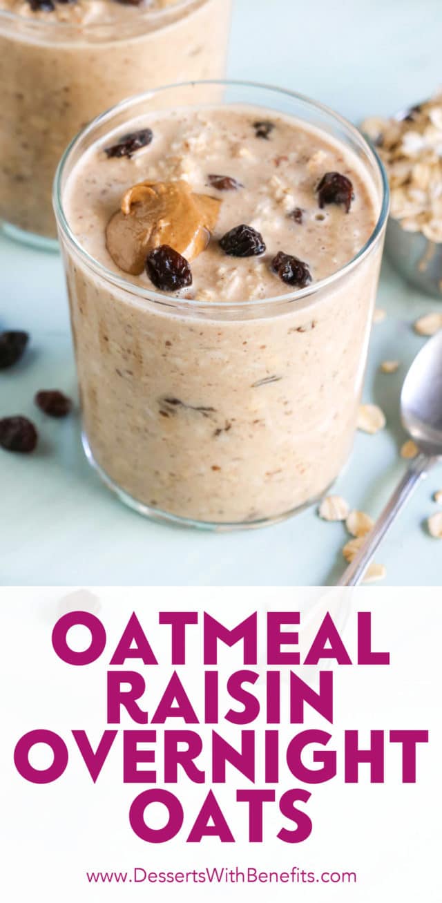 Easy Oatmeal Raisin Cookie Overnight Dessert Oats | gluten free, vegan