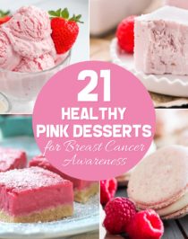 Have a pink October to honor Breast Cancer Awareness Month. Make one (or all!) of these 21 healthy pink desserts for a friend, a family member, a neighbor, a school convention, a fundraiser, or just for yourself!  From cake to cupcakes to fudge to ice cream to blondies to milkshakes, you'll be sure to find a favorite or two.  And best of all, they're all recipes you can feel good about eating!  There are options for everyone, whether you eat sugar free, low carb, low fat, high protein, high fiber, whole grain, gluten free, dairy free, vegan, paleo, or keto, there's a recipe for you.