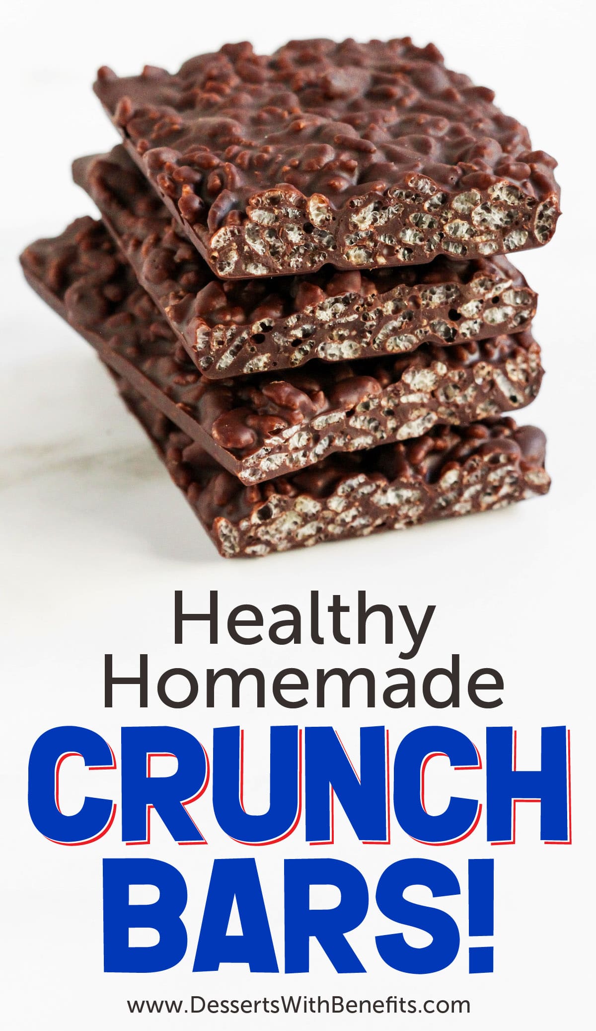 These easy 2-ingredient Homemade Crunch Bars taste JUST like the original, except they're way better (and healthier too)! Crunchy, crispy, chocolatey, and satisfying. You'd never know they're sugar free, and gluten free too! Perfect for Halloween, birthdays, surprise parties, movie theatre snacks, or a decadent treat just for you. #sugarfree #glutenfree #halloween #chocolate #homemade #candy #candybars #DIY