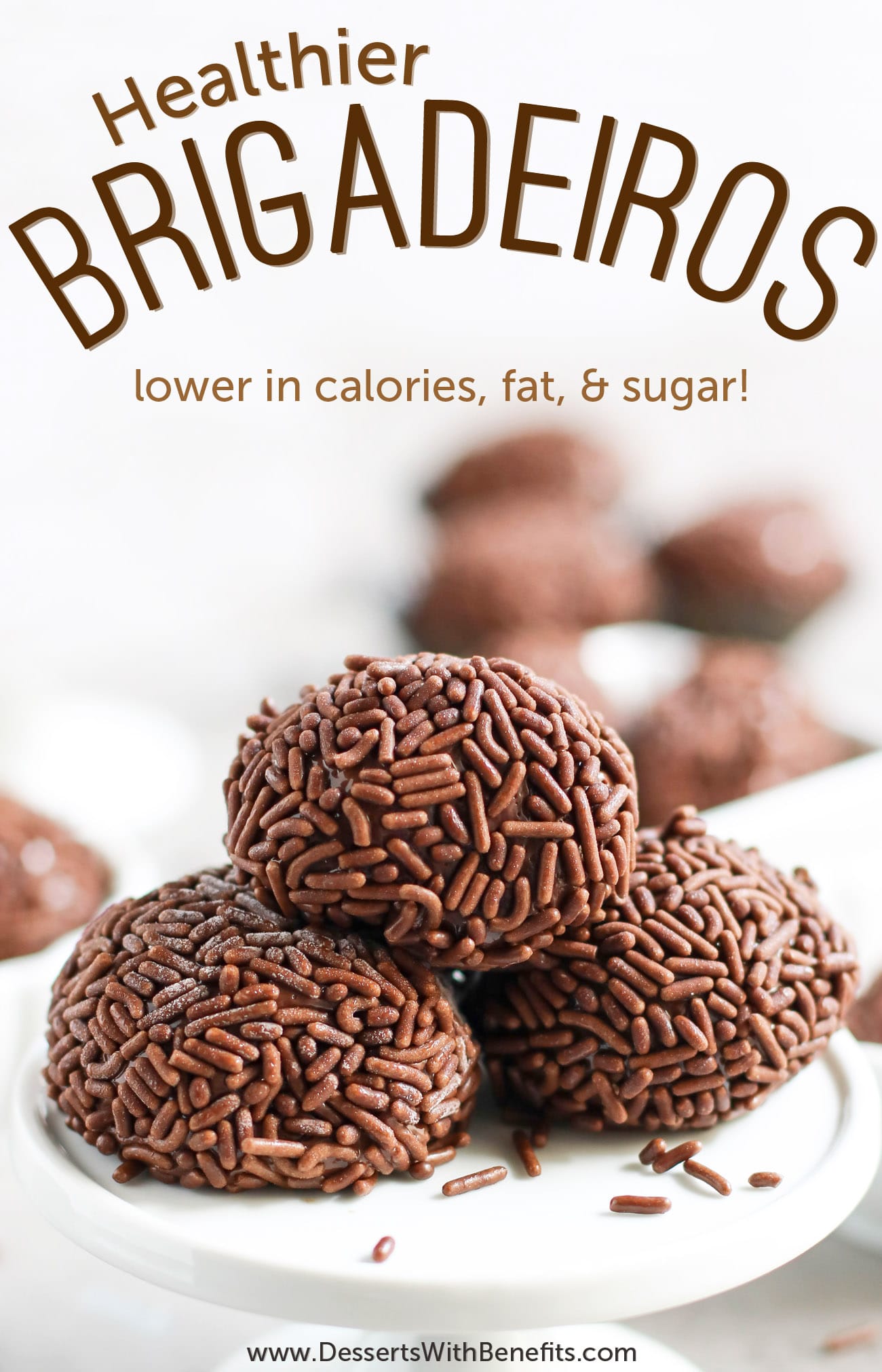 These Healthy Brigadeiros are ULTRA fudgy, smooth, and creamy, with a slight crunch from the chocolate sprinkles. The taste is SPOT ON! You'd never guess that these Brazilian chocolate truffles are made with healthier ingredient swaps to make them lower in calories, fat, and sugar compared to the original.
