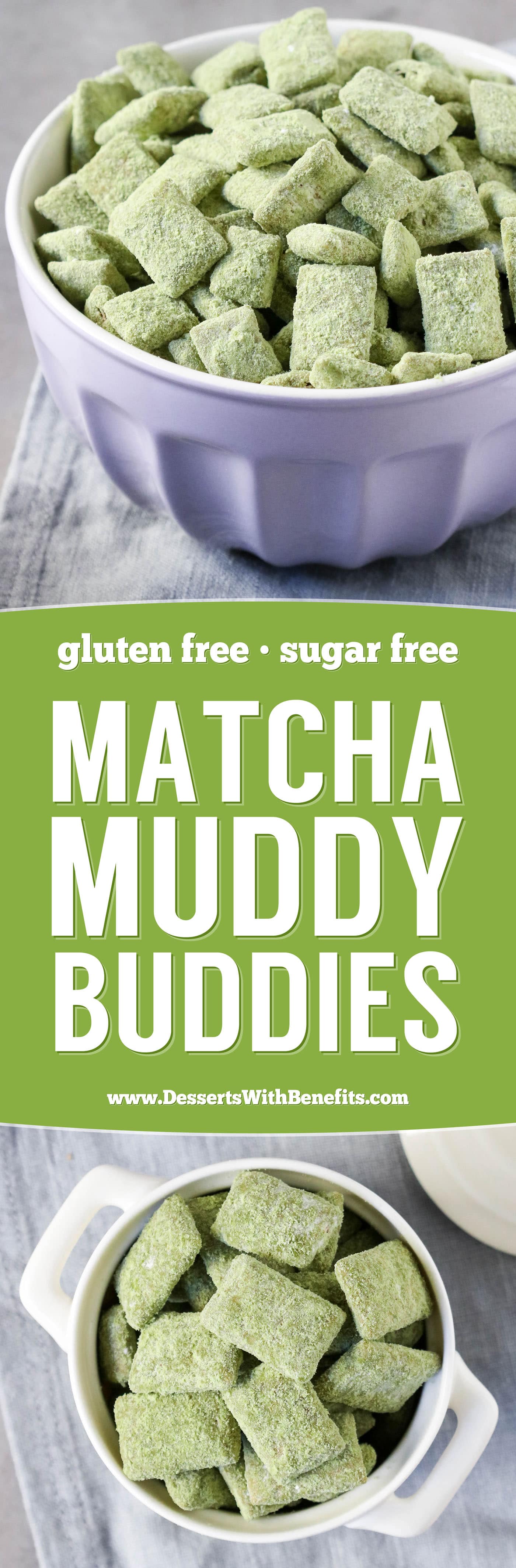 healthy matcha green tea muddy buddies (or puppy chow)