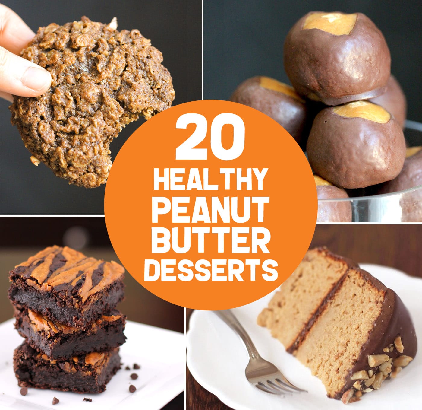 Let the peanut butter lover inside you go ham with these 20 healthy peanut butter dessert recipes! From chewy peanut butter cookies to fluffy peanut butter mousse, from peanut butter cake to buckeye balls, and more. There are options for everyone, with sugar free, low carb, low fat, high protein, high fiber, gluten free, dairy free, vegan, and keto recipes! #glutenfreedessert #lowcarbdessert #ketodessert #highprotein #healthycake #glutenfreecake #sugarfreecake #veganbrownies #ketofudge #fatbombs