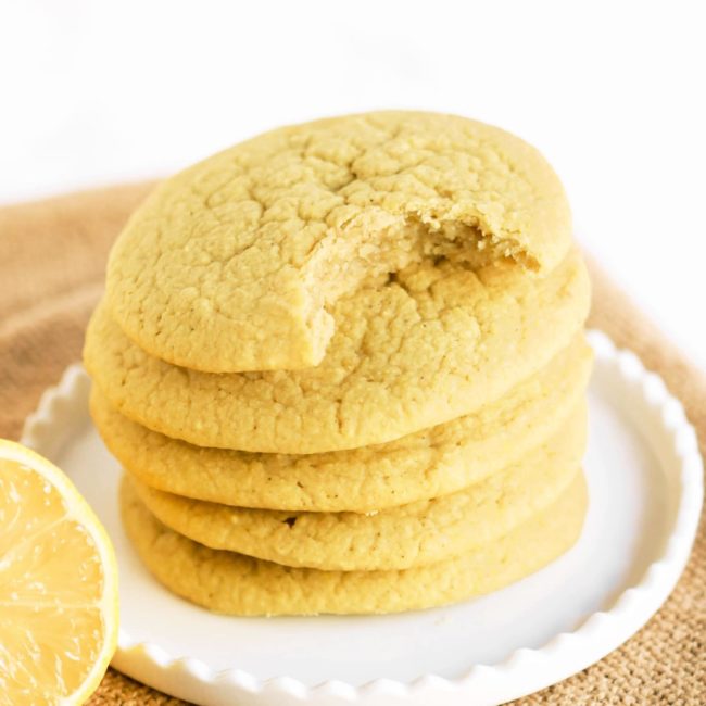 Soft and Chewy Lemon Sugar Cookies | sugar free, gluten free, vegan