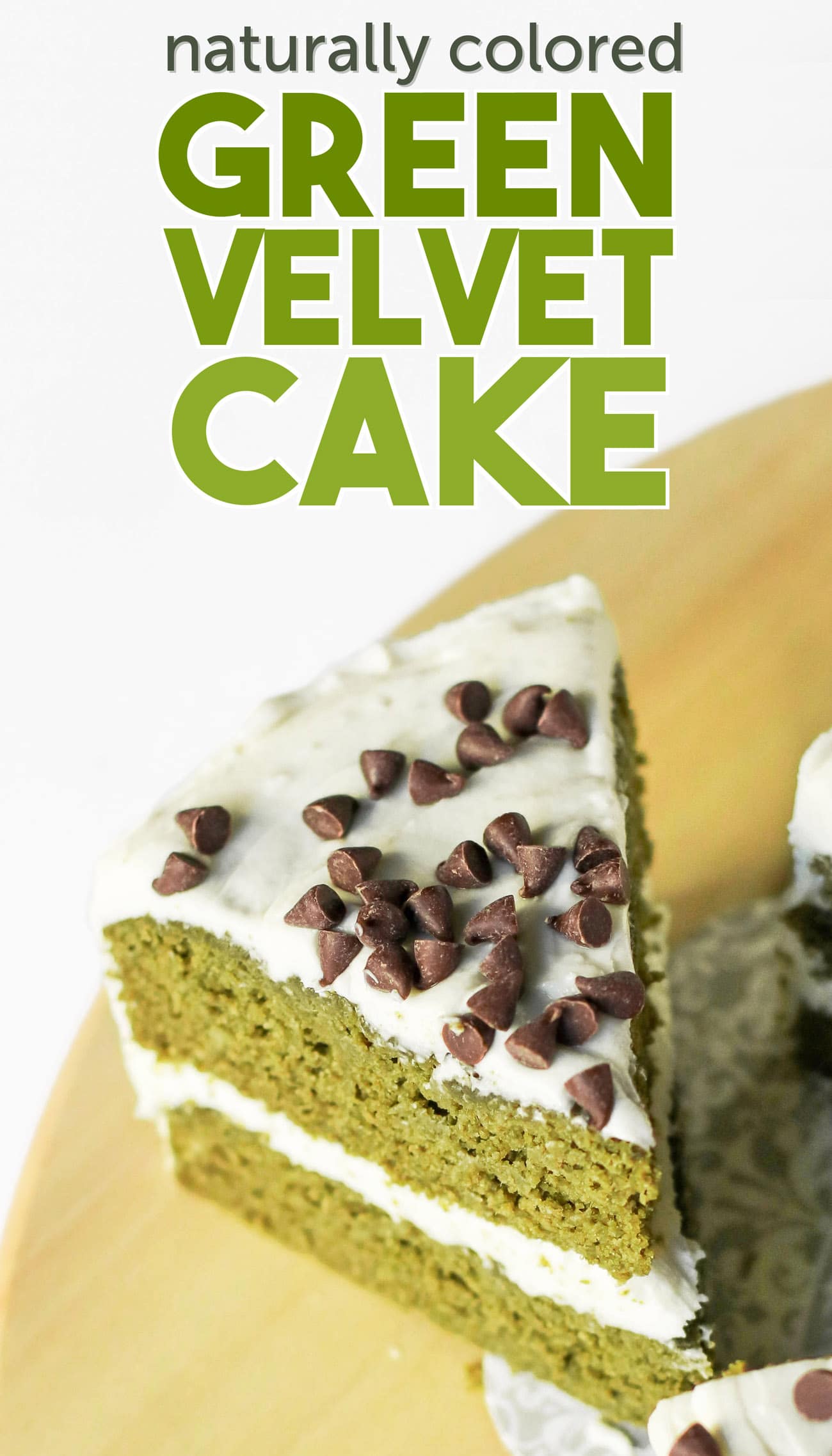 This Healthy Green Velvet Cake tastes exactly like Red Velvet Cake, only it's GREEN!  It's super moist, flavorful, and delicious, you'd never know it's sugar free, low fat, high fiber, and gluten free too.  It also happens to be the perfect green Saint Patrick's Day dessert!